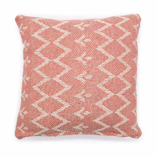 Housse de coussin indien rose avec des motifs ethniques fabriqué en coton naturel 40x40 cm