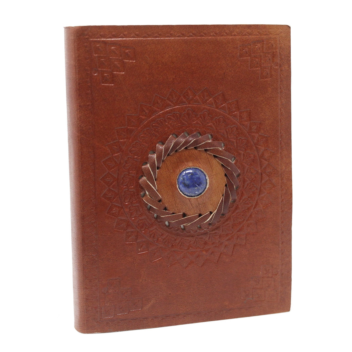 Carnet de cuir marron lapizlazuli pages avec lignes -  Journal de notes, pensées, poèsies, magie - Beau cadeau ésotérique