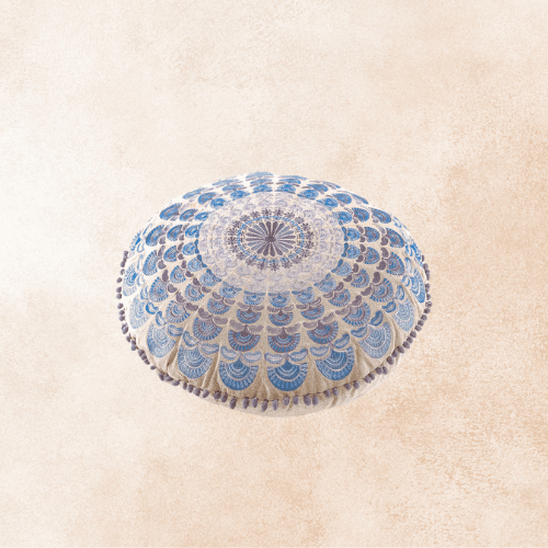 Décoration hippie : pouf bleu mandala artisanal indien 